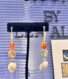 Orange Crystal & Turquoise Coin Shell Earrings